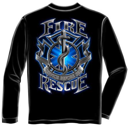 Service Before Self Long Sleeve Fire Rescue T-shirt