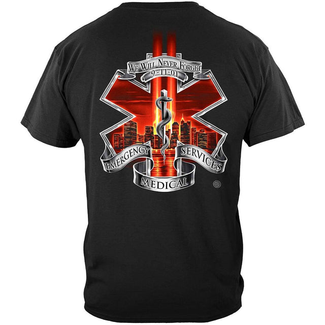 Commemorative 9-11 Never Forget Paramedic T-Shirt