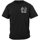 POW MIA Shield, Double Flag and Eagle T-Shirt - Black