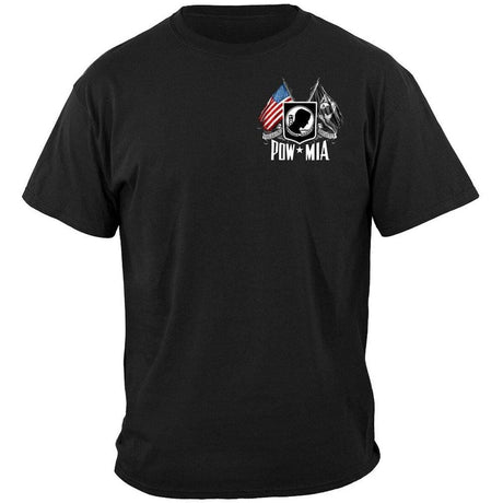 POW MIA Shield, Double Flag and Eagle T-Shirt - Black