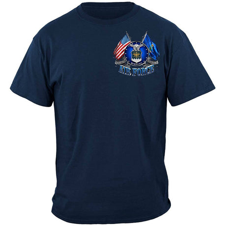 Air Force Shield, Double Flag and Eagle T-Shirt - Navy