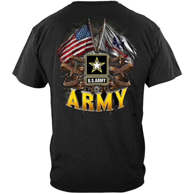 US Army Double Flag T-Shirt - Black