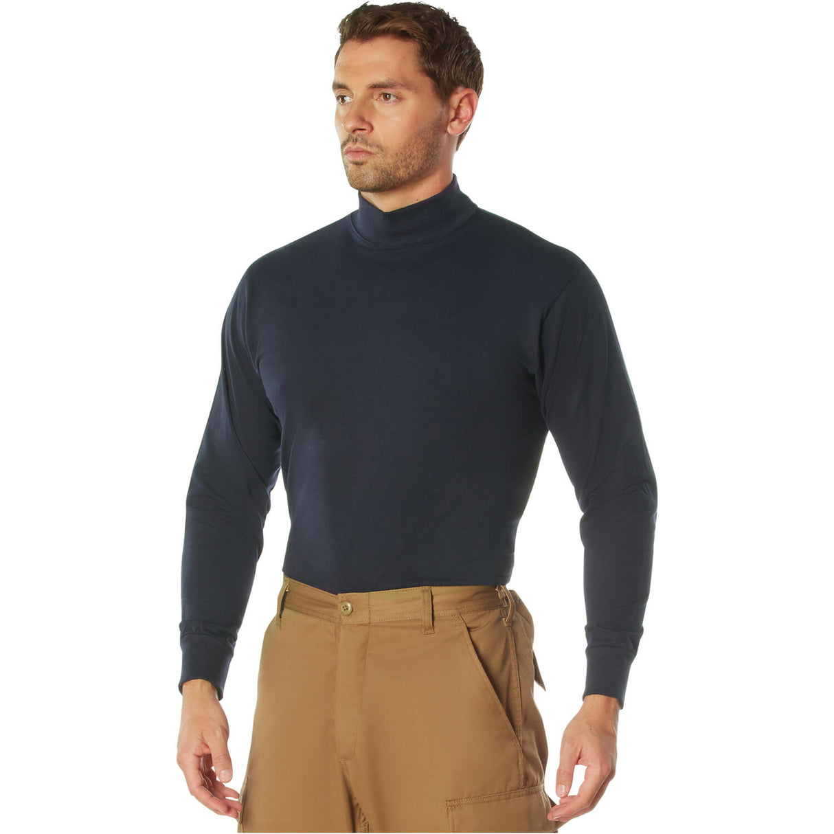 Navy Blue Mock Turtleneck Shirt