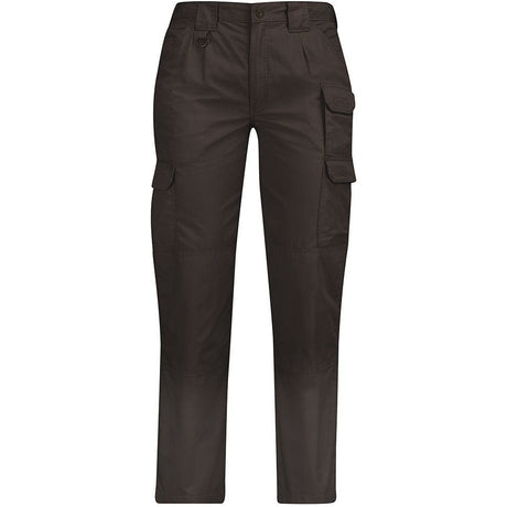 Dark brown cargo pants with side flap pockets and a button closure, shown against a plain white background.