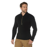 Black Quarter Zip Military Sweater