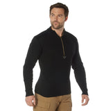 Black Quarter Zip Military Sweater