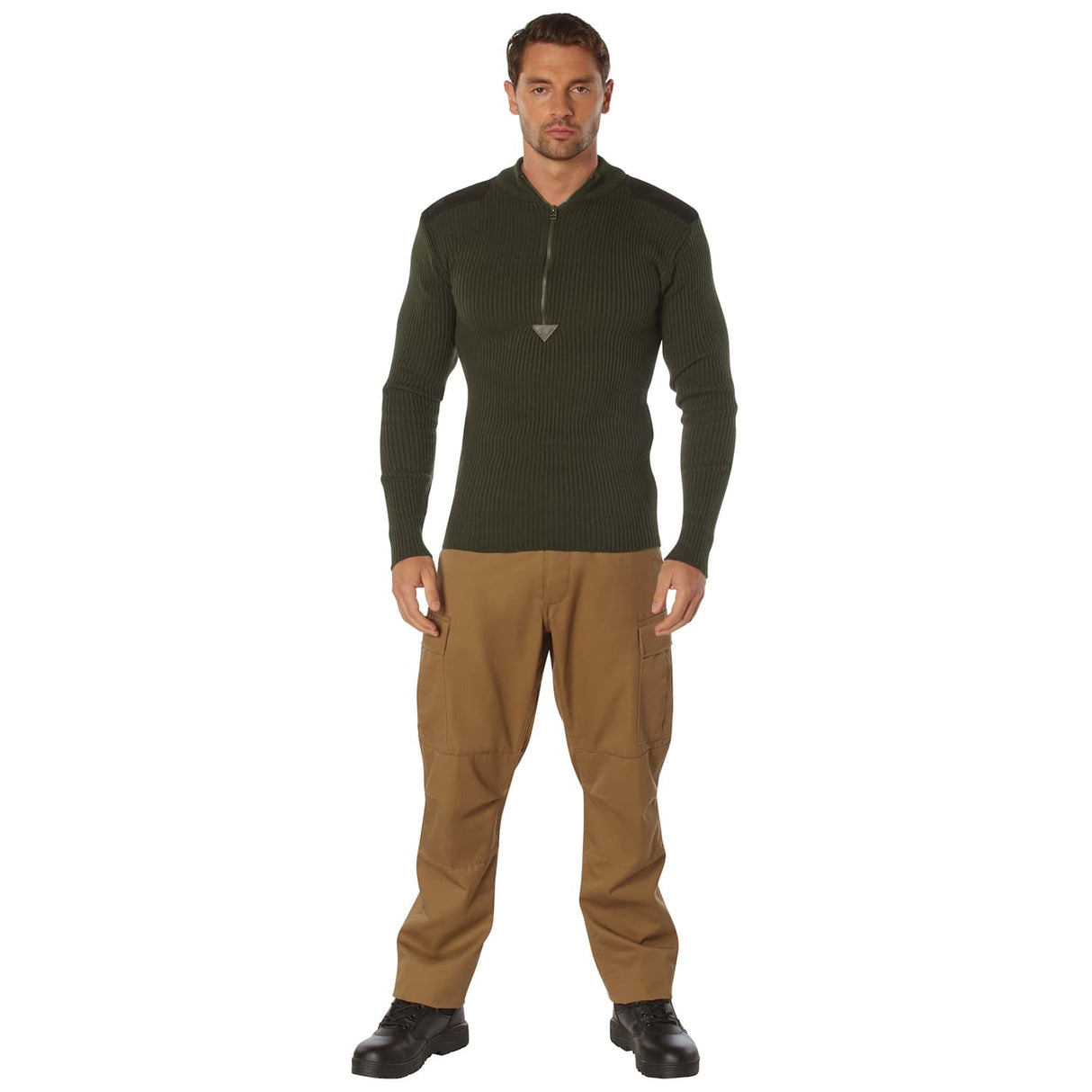 Olive Drab Quarter Zip Military Sweater