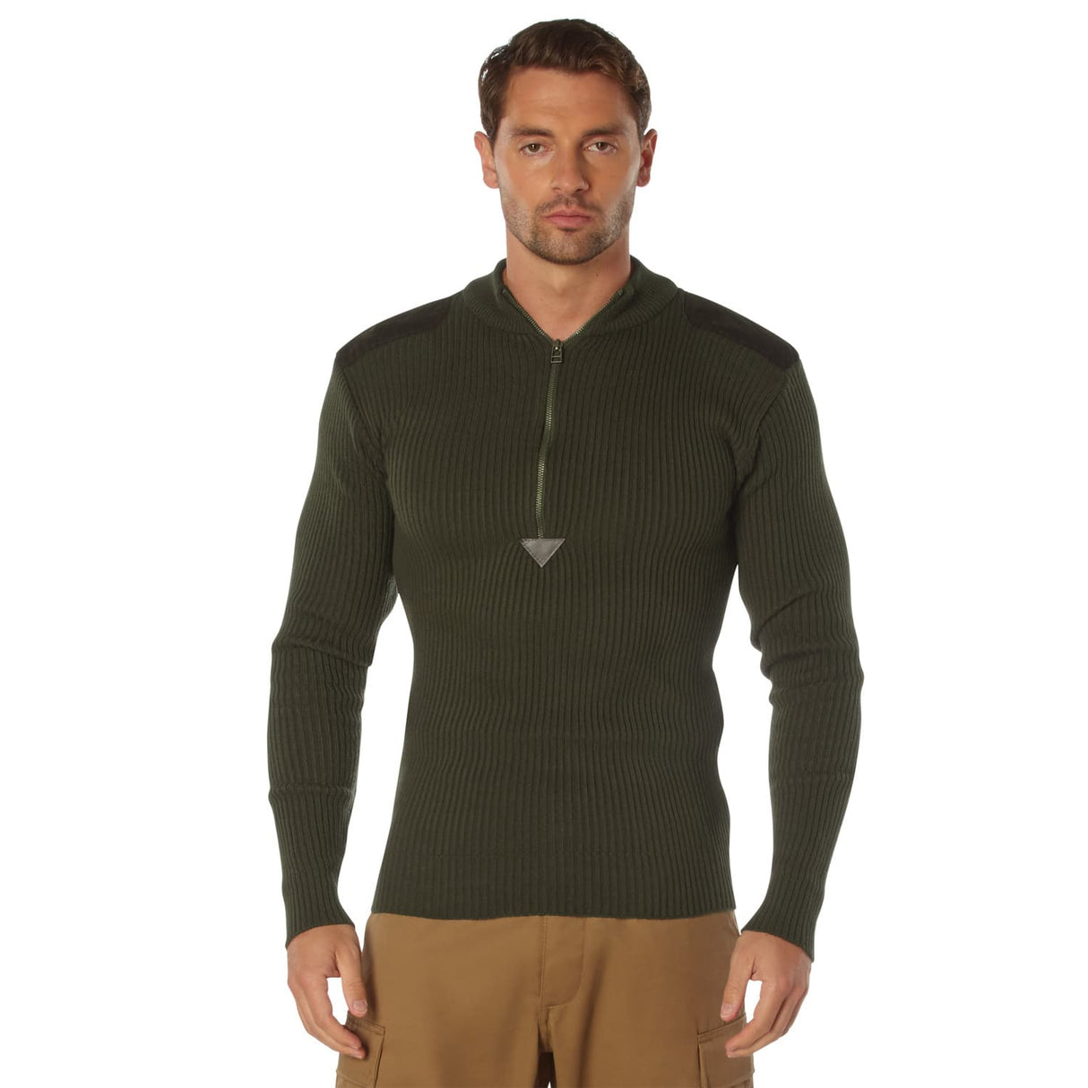 Olive Drab Quarter Zip Military Sweater