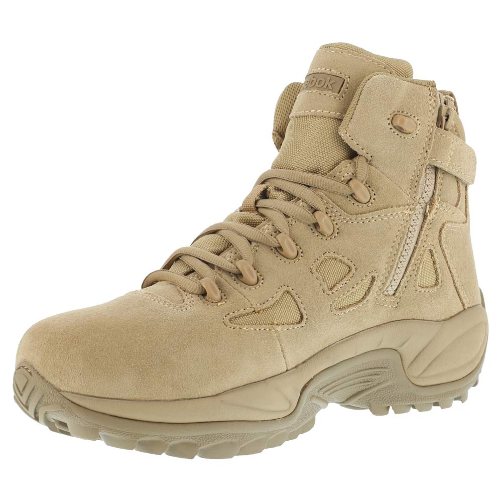 Reebok Mens Rapid Response 6 inch Desert Tan Side Zip Composite Toe Military Boots - RB8694