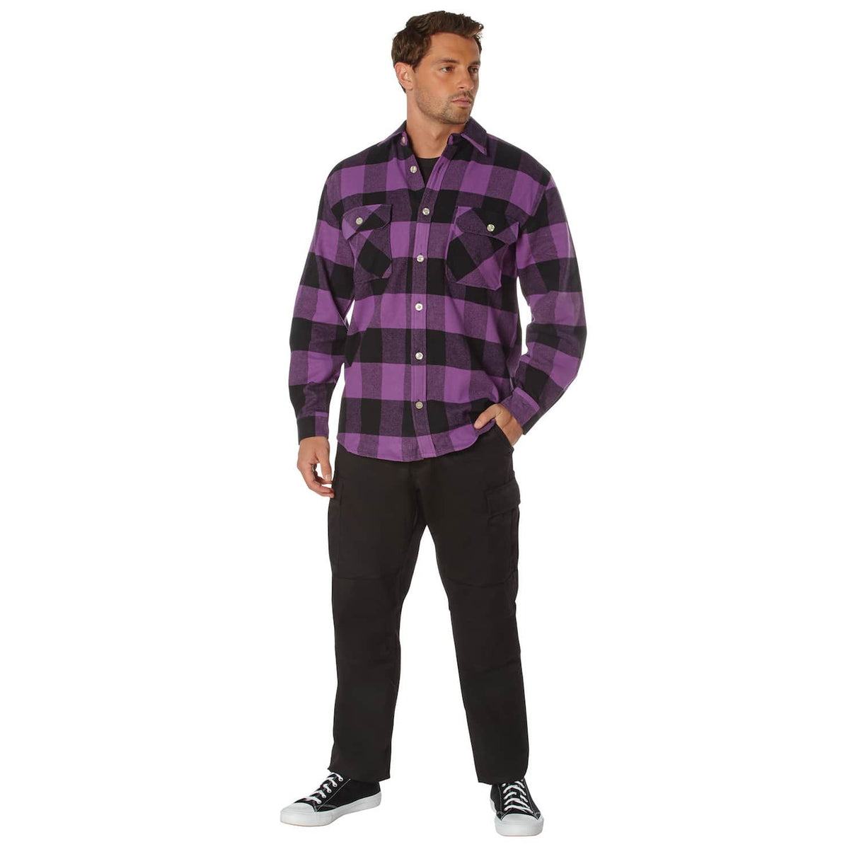 Heavyweight Purple Buffalo Plaid Flannel Shirt