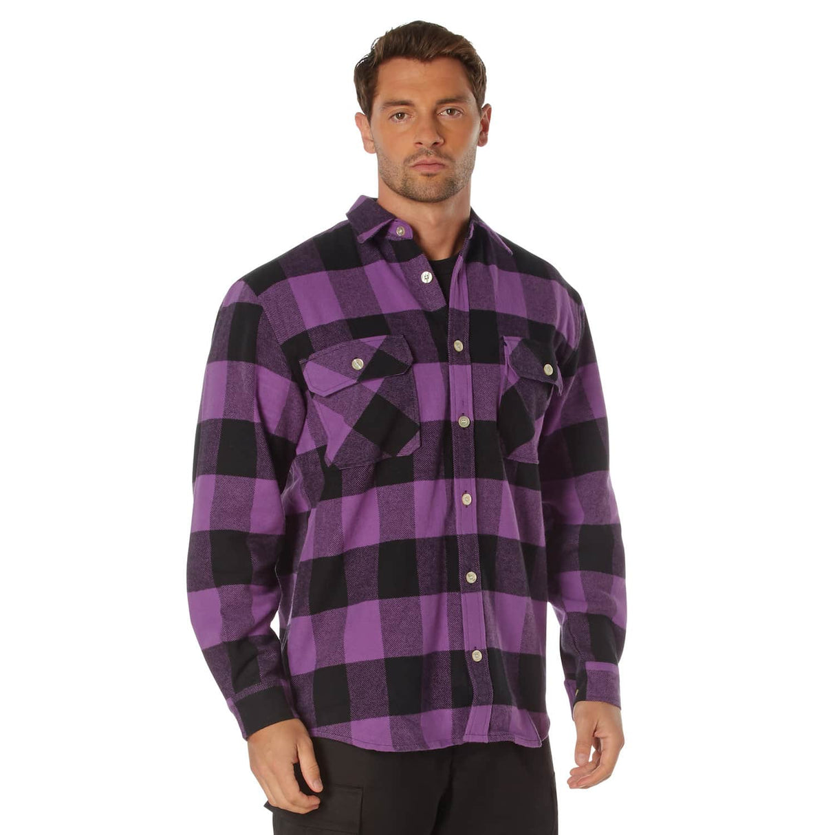 Heavyweight Purple Buffalo Plaid Flannel Shirt