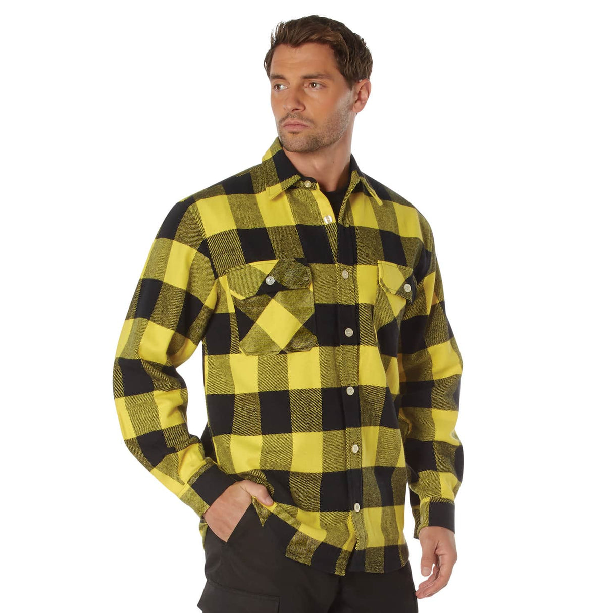 Heavyweight Yellow Buffalo Plaid Flannel Shirt