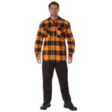 Heavyweight Orange and Black Buffalo Plaid Flannel Shirt
