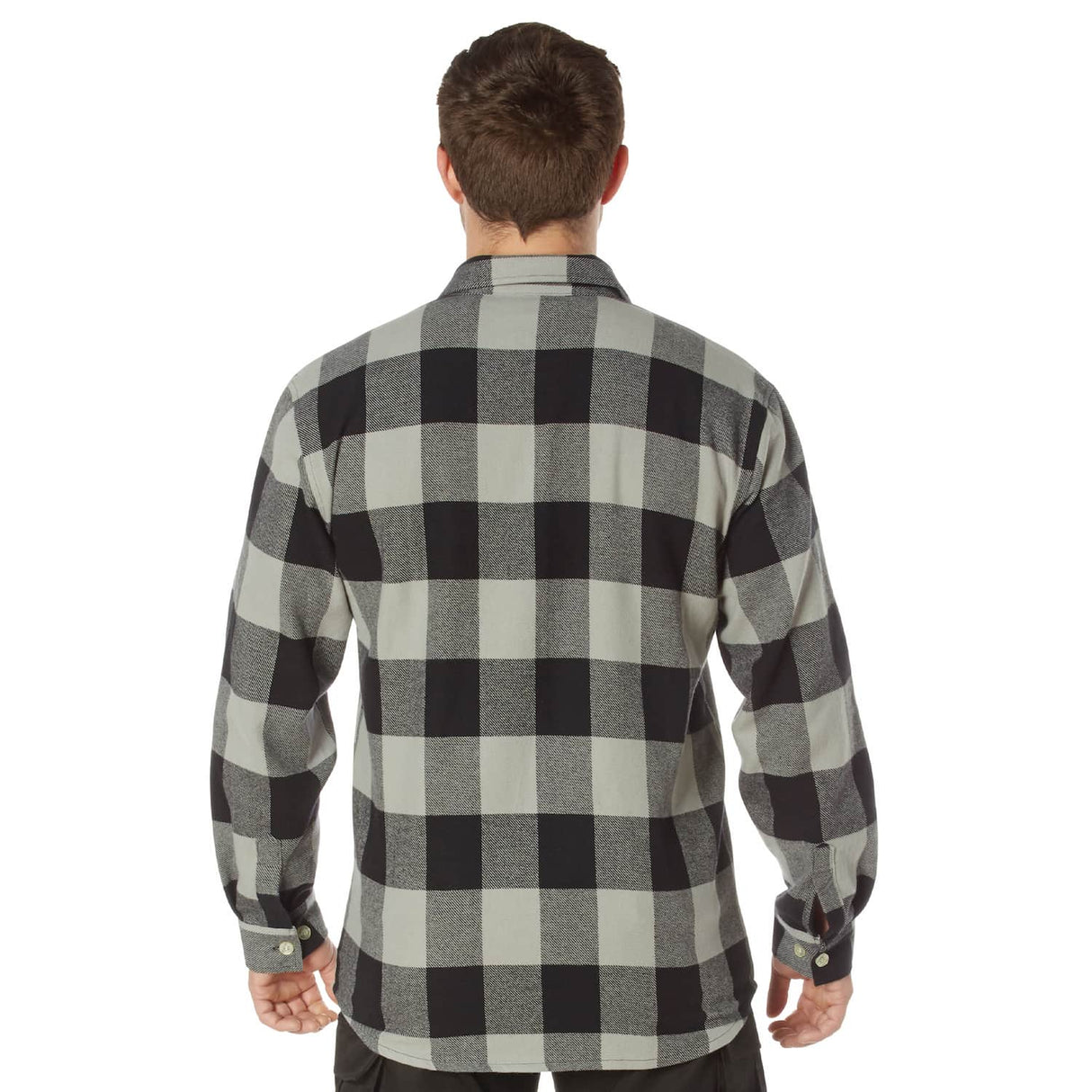 Heavyweight Gray Buffalo Plaid Flannel Shirt