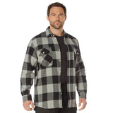 Heavyweight Gray Buffalo Plaid Flannel Shirt