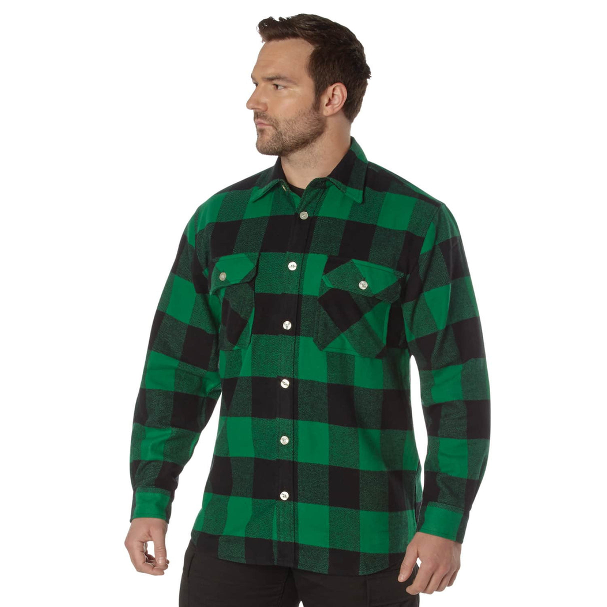Heavyweight Green Buffalo Plaid Flannel Shirt