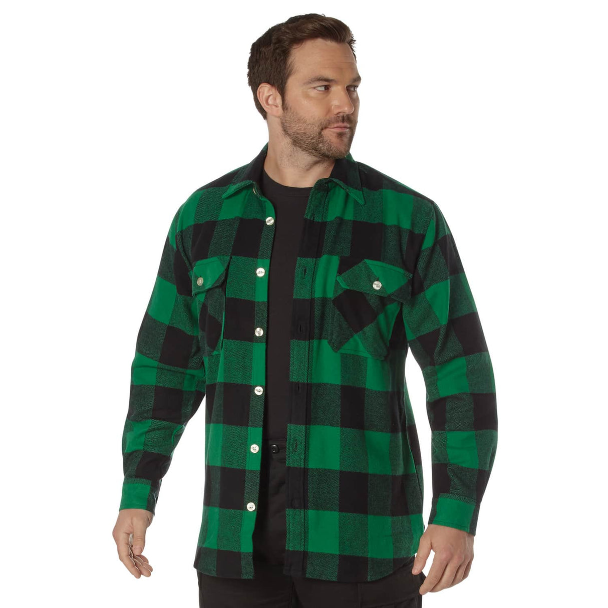 Heavyweight Green Buffalo Plaid Flannel Shirt