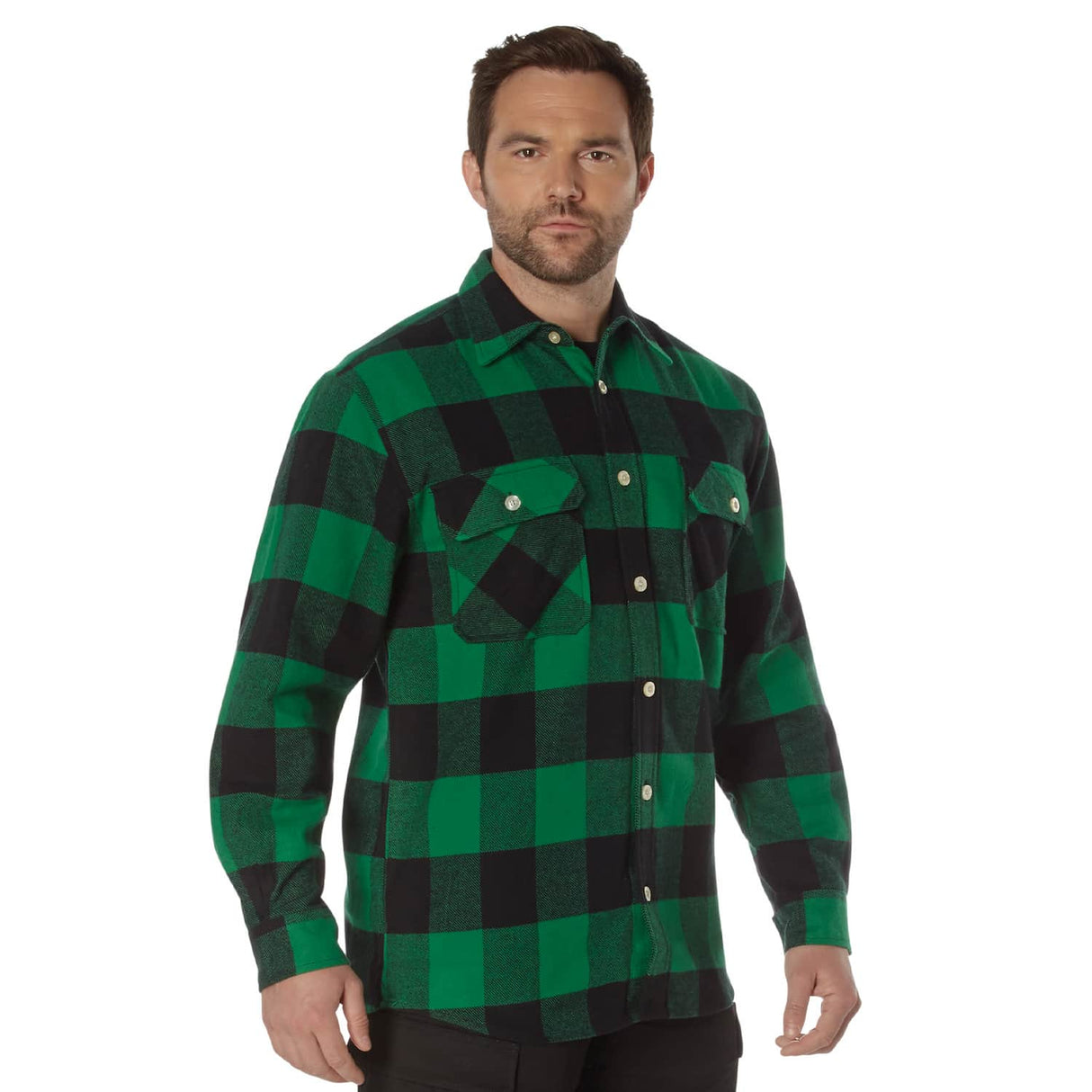 Heavyweight Green Buffalo Plaid Flannel Shirt