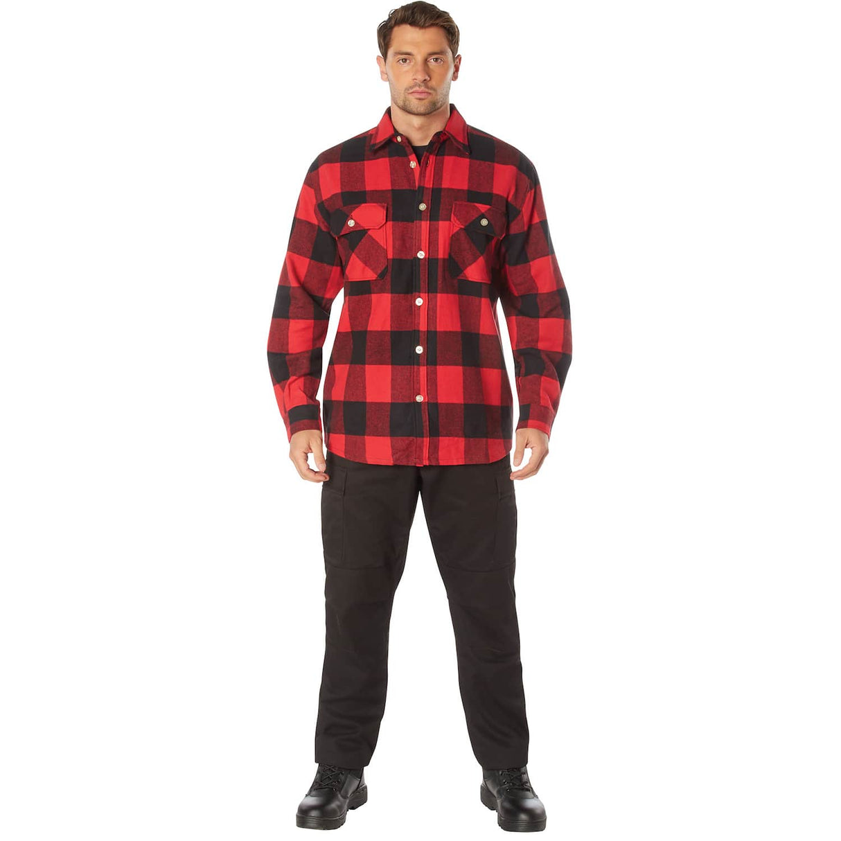 Red Heavyweight Buffalo Plaid Flannel Shirt