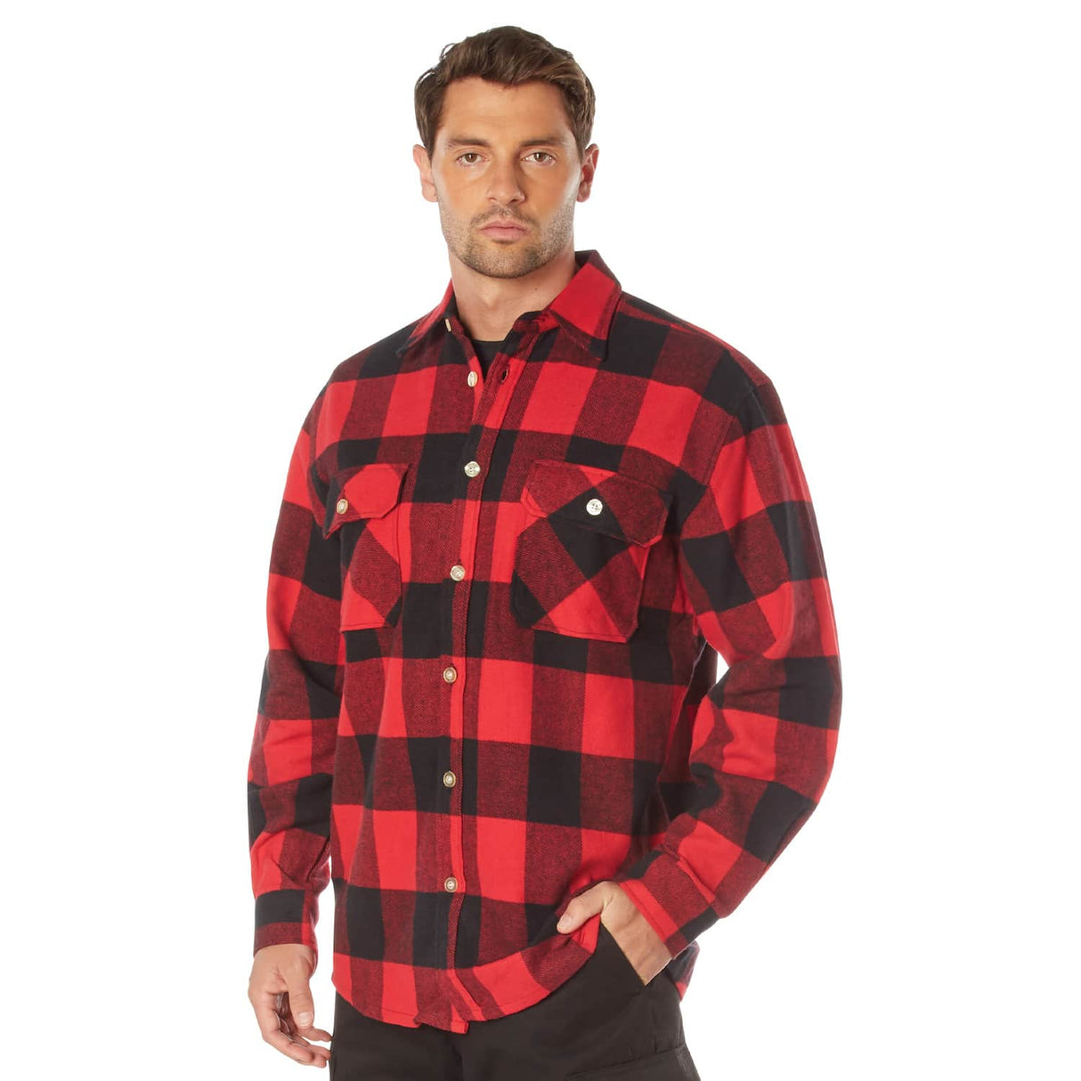 Red Heavyweight Buffalo Plaid Flannel Shirt