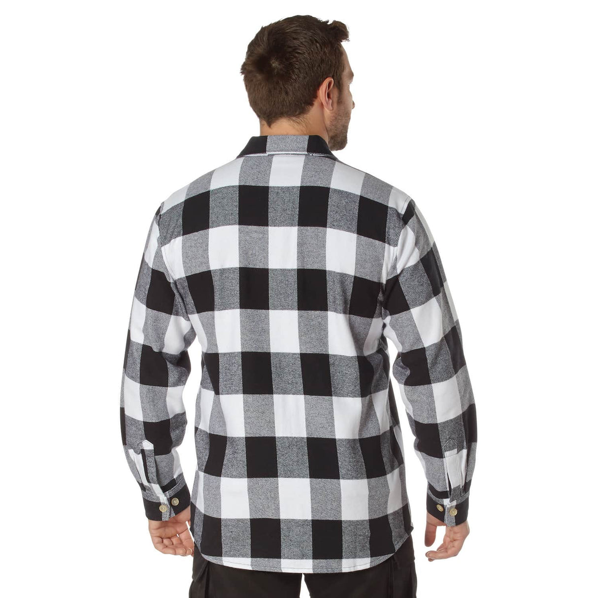 Heavyweight White and Black Buffalo Plaid Flannel Shirt