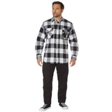 Heavyweight White and Black Buffalo Plaid Flannel Shirt