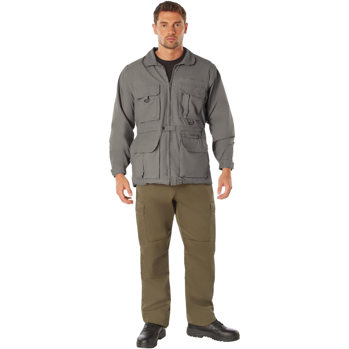 Khaki 2-in-1 Convertible Safari Vest and Jacket