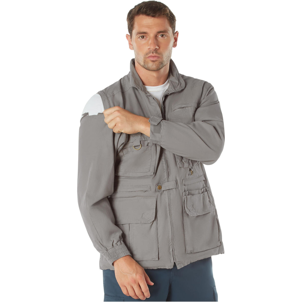 Khaki 2-in-1 Convertible Safari Vest and Jacket