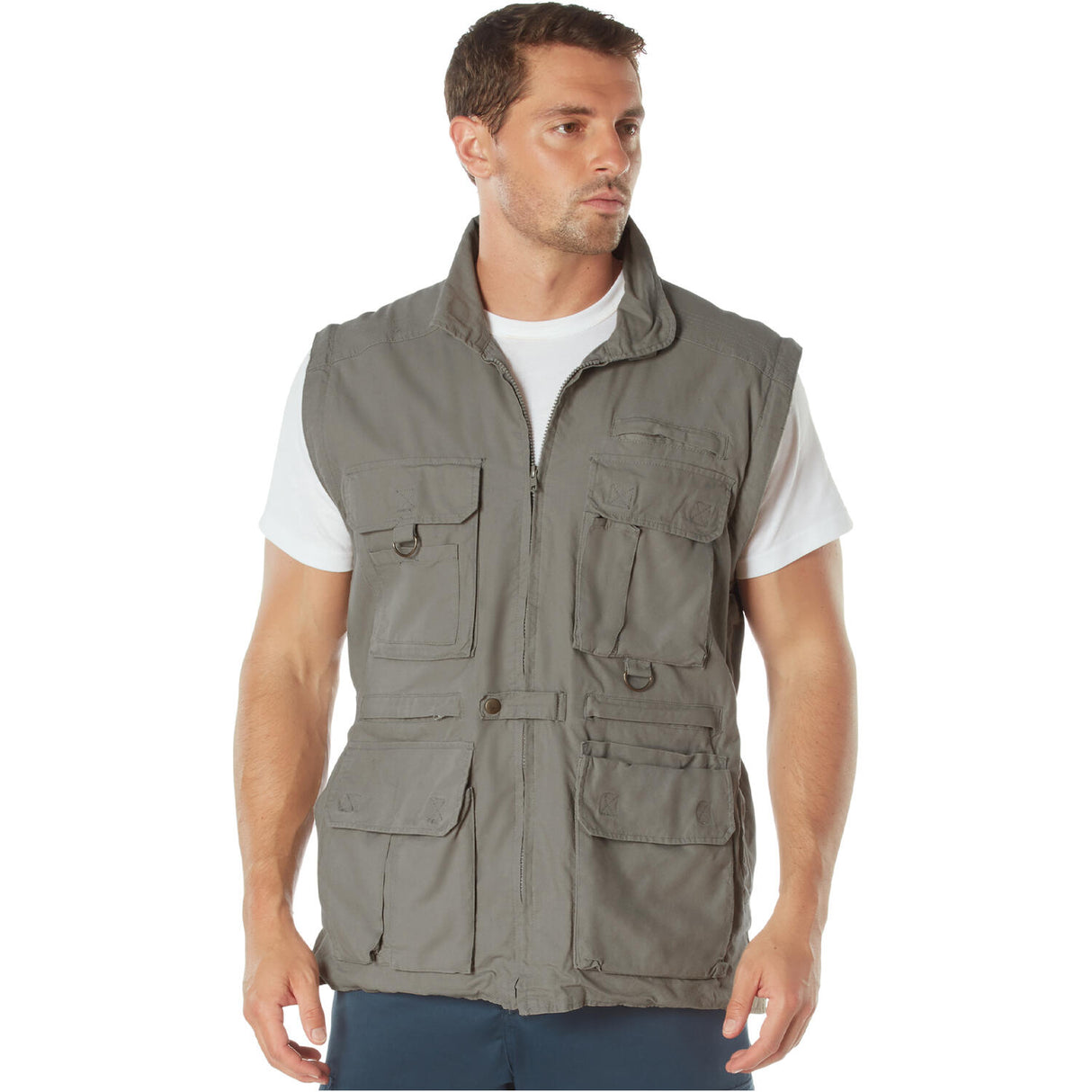 Khaki 2-in-1 Convertible Safari Vest and Jacket