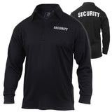 Security Black Moisture Wicking Long Sleeve Polo Shirt