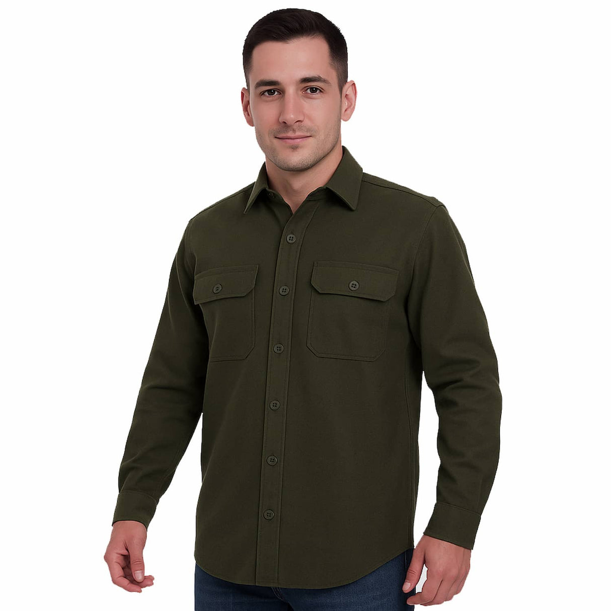 Heavyweight Solid Flannel Button Down Shirt
