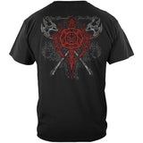 Elite Breed Red Maltese Cross Firefighter T-Shirt - Black