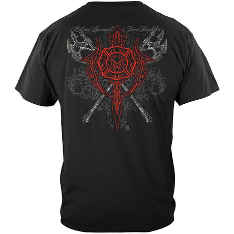 Elite Breed Red Maltese Cross Firefighter T-Shirt - Black