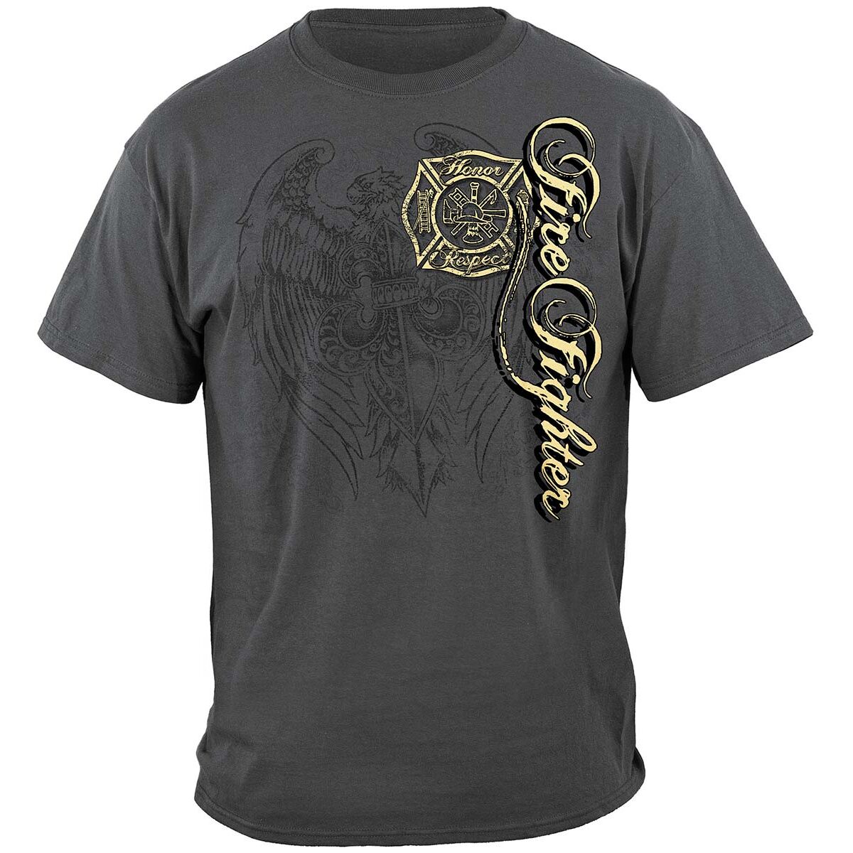 Elite Breed Honor Respect Firefighter T-Shirt - Gray