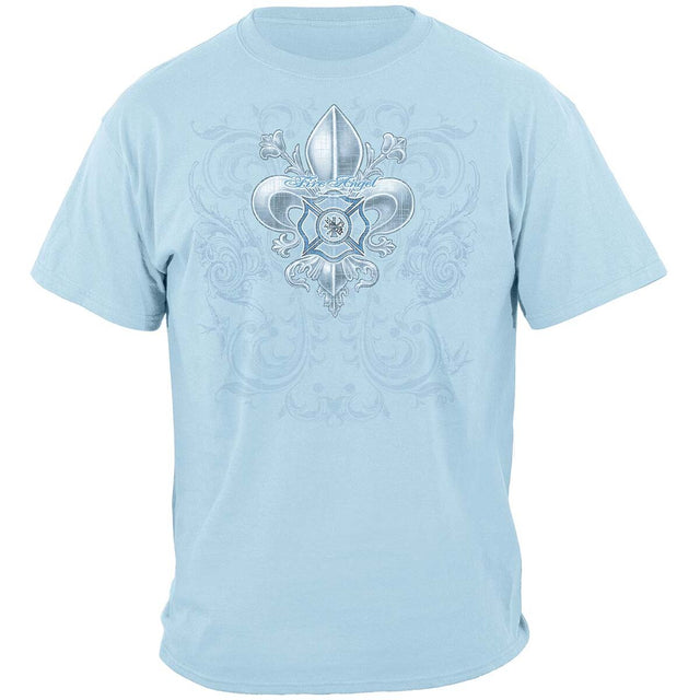 Firefighter Fire Angel Powder Blue Ladies T-Shirt